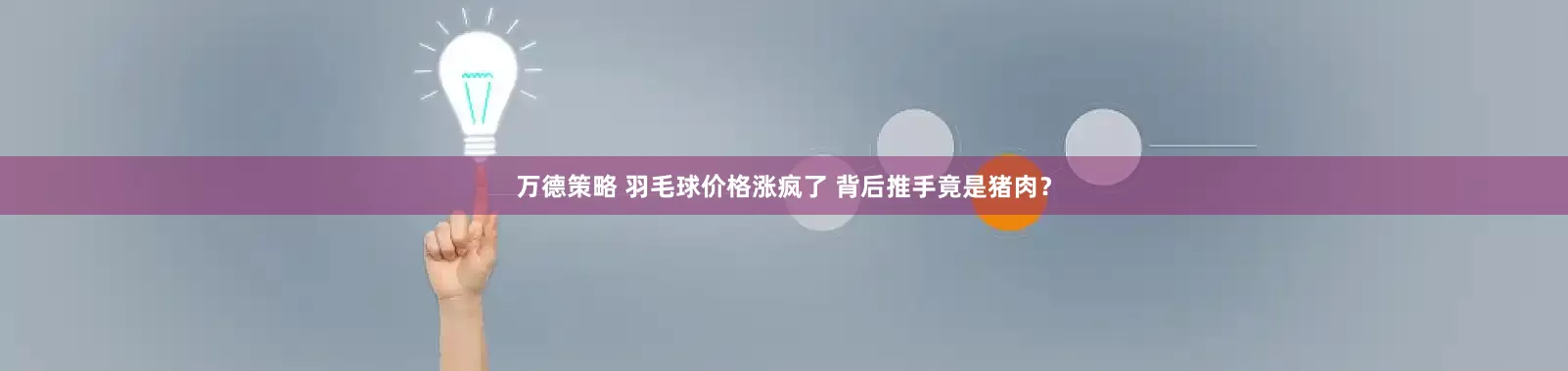万德策略 羽毛球价格涨疯了 背后推手竟是猪肉？